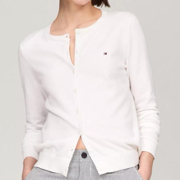 Tommy Hilfiger Tops - Tommy Hilfiger 100% Cotton White Button Cardigan